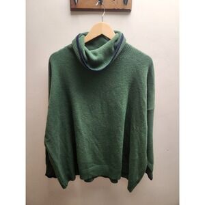 Boden Green Wool Blend Turtleneck Sweater XL Ribbed Knit Cozy Casual